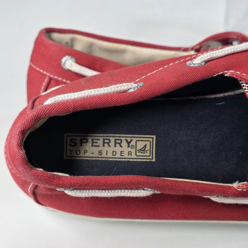Sperry Top-Sider Bahama Boat Shoes Men's 9 M Red Canvas Low Top Sneakers 0726828 - Picture 10 of 12